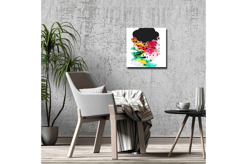 Canvastavla - Mörk molnformation med färgglada regndroppar - Svart / Rosa / Grön - Inredning & dekor - Tavlor & konst - Canvastavla