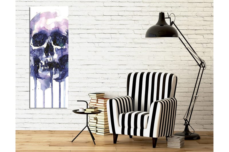 Canvastavla - Mörk och mystisk skalle med stjärnliknande detaljer - Lila / Mörkblå / Vit - Inredning & dekor - Tavlor & konst - Canvastavla