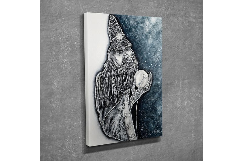 Canvastavla - Mystisk figur med lång skägg och en kristallkula - Mörkblå / Svart / Vit - Inredning & dekor - Tavlor & konst - Canvastavla