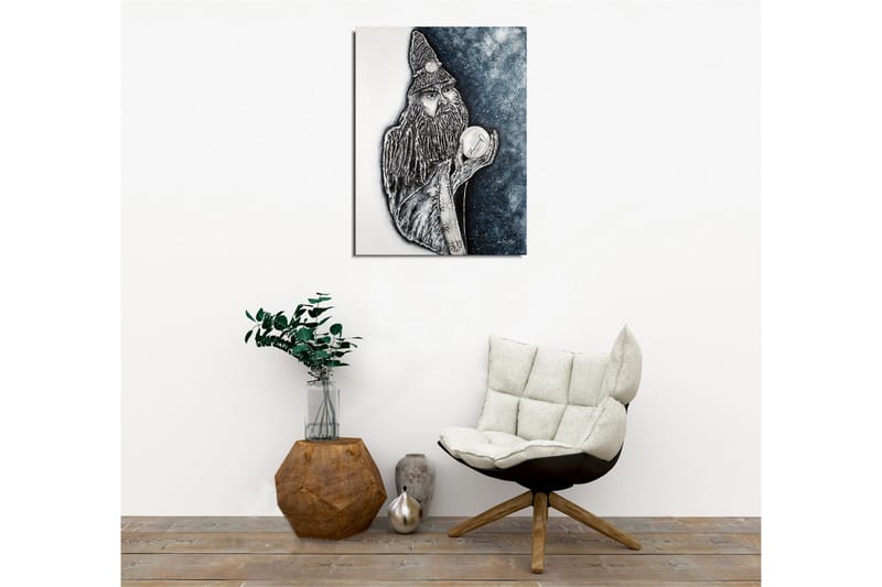 Canvastavla - Mystisk figur med lång skägg och en kristallkula - Mörkblå / Svart / Vit - Inredning & dekor - Tavlor & konst - Canvastavla