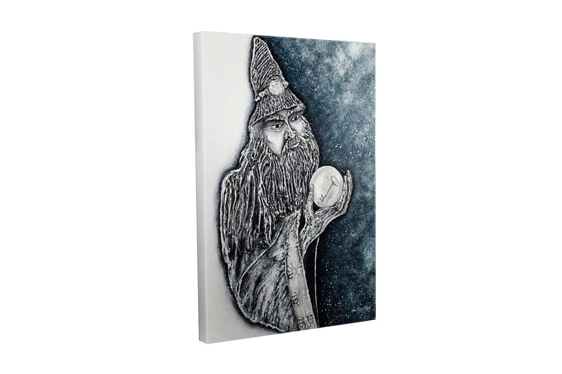 Canvastavla - Mystisk figur med lång skägg och en kristallkula - Mörkblå / Svart / Vit - Inredning & dekor - Tavlor & konst - Canvastavla