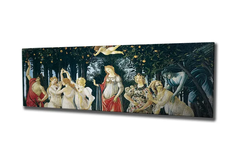Canvastavla - Mytologisk scen med kvinnliga gestalter i en fruktträdgård, Grön / Hudfärg / Röd