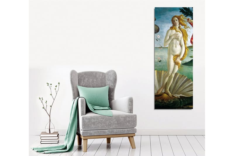 Canvastavla - Naken kvinna som står på en snäcka vid havet - Ljusblå / Hudfärgad / Grön - Inredning & dekor - Tavlor & konst - Canvastavla