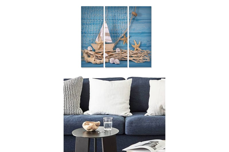 Canvastavla Nautical 3-pack Flerfärgad, 20x50 cm
