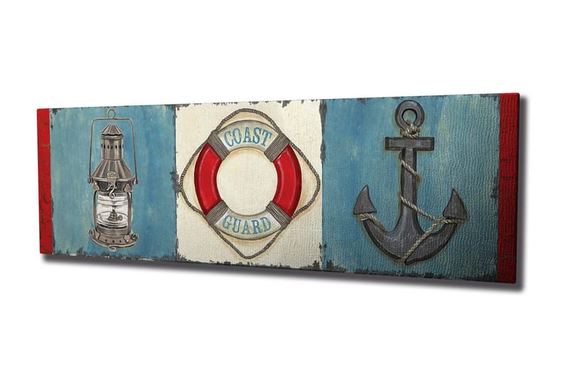 Canvastavla Navy ankare livboj, Blå/Röd