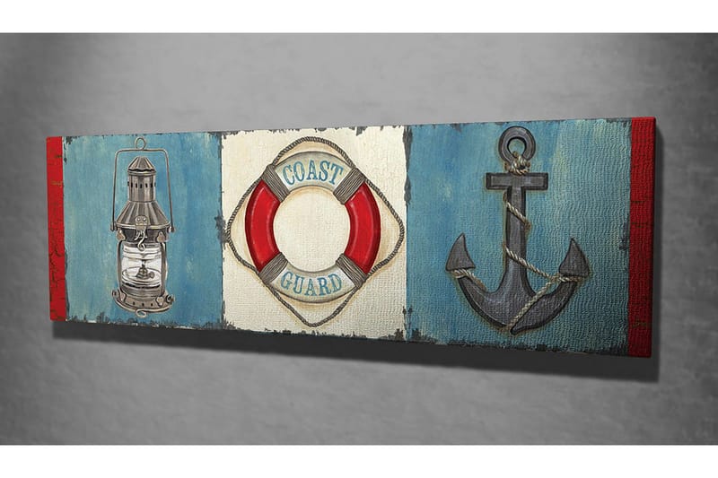 Canvastavla Navy ankare livboj - Blå/Röd - Inredning & dekor - Tavlor & konst - Canvastavla