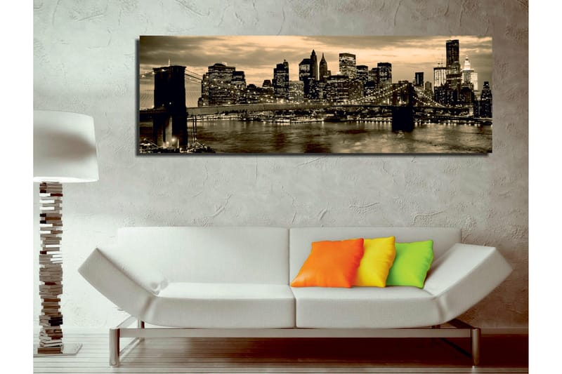 Canvastavla New York Brooklyn Bridge - Svart/Gul - Inredning & dekor - Tavlor & konst - Canvastavla