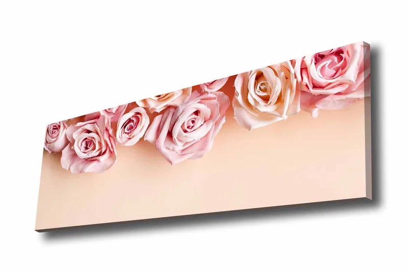 Canvastavla - Rosa rosor i mjuka nyanser mot en ljus bakgrund, Ljusrosa / Mörkrosa / Beige