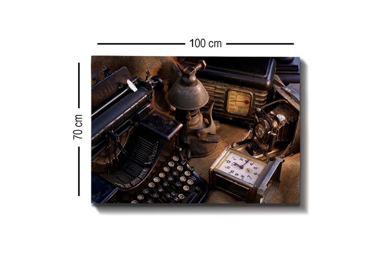 Canvastavla - Samling av vintage skrivmaskiner och gamla apparater - Svart / Brunt / Grått - Inredning & dekor - Tavlor & konst - Canvastavla