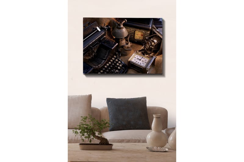 Canvastavla - Samling av vintage skrivmaskiner och gamla apparater - Svart / Brunt / Grått - Inredning & dekor - Tavlor & konst - Canvastavla