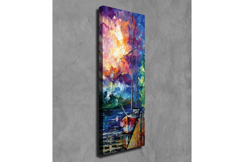 Canvastavla - Segelbåt vid en färgstark solnedgång - Lila / Orange / Blå - Inredning & dekor - Tavlor & konst - Canvastavla