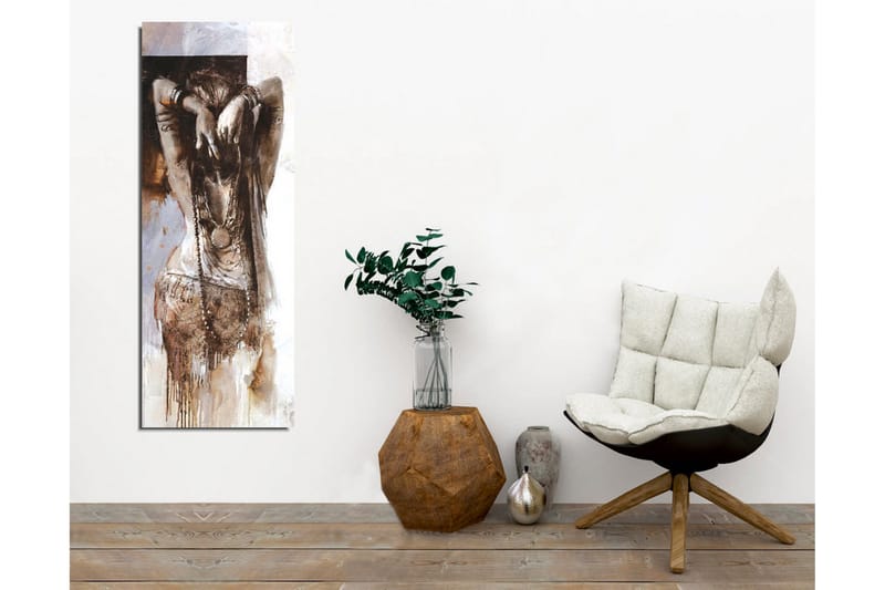 Canvastavla - Sensuell kvinna med uppsatt hår i en abstrakt komposition - Brunt / Beige / Vitt - Inredning & dekor - Tavlor & konst - Canvastavla