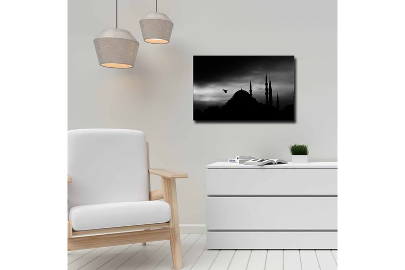 Canvastavla - Silhuett av en moské med spira i dramatisk himmel - Svart / Grå - Inredning & dekor - Tavlor & konst - Canvastavla
