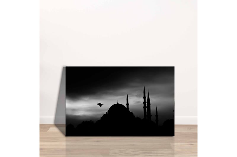 Canvastavla - Silhuett av en moské med spira i dramatisk himmel - Svart / Grå - Inredning & dekor - Tavlor & konst - Canvastavla