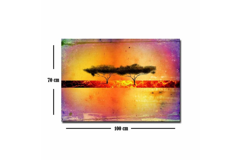 Canvastavla - Silhuett av träd mot en färgglad bakgrund - Orange / Lila / Svart - Inredning & dekor - Tavlor & konst - Canvastavla
