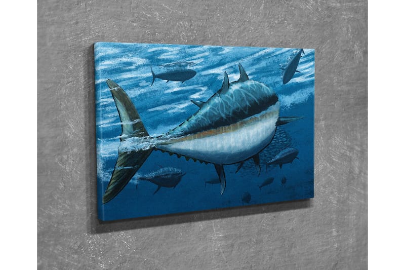 Canvastavla - Simmande tonfiskar i djupblått hav - Mörkblå / Ljusblå / Vit - Inredning & dekor - Tavlor & konst - Canvastavla