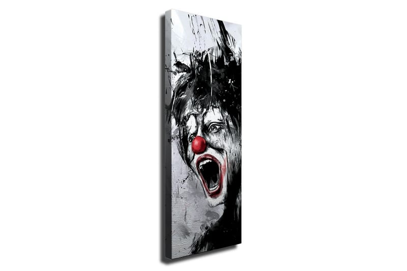 Canvastavla - Skrikande clown med röd näsa och dramatiska ansiktsdrag - Svart / Vit / Röd - Inredning & dekor - Tavlor & konst - Canvastavla