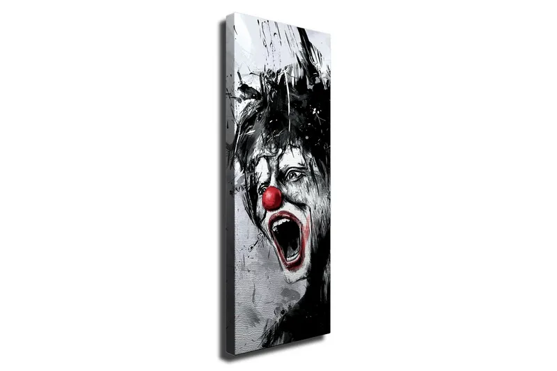 Canvastavla - Skrikande clown med röd näsa och dramatiska ansiktsdrag - Svart / Vit / Röd - Inredning & dekor - Tavlor & konst - Canvastavla