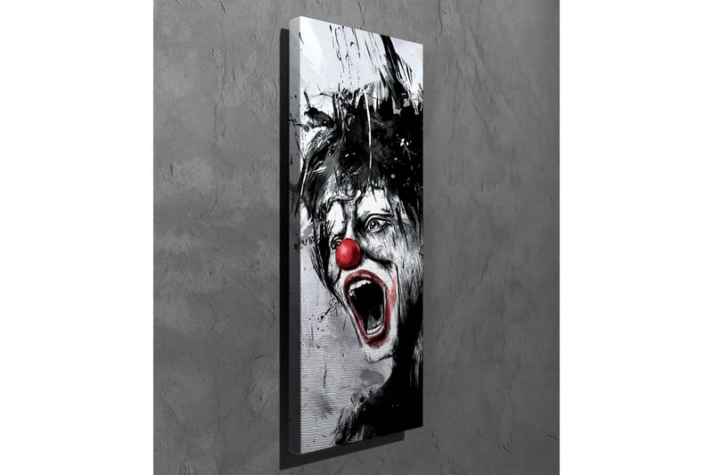 Canvastavla - Skrikande clown med röd näsa och dramatiska ansiktsdrag - Svart / Vit / Röd - Inredning & dekor - Tavlor & konst - Canvastavla