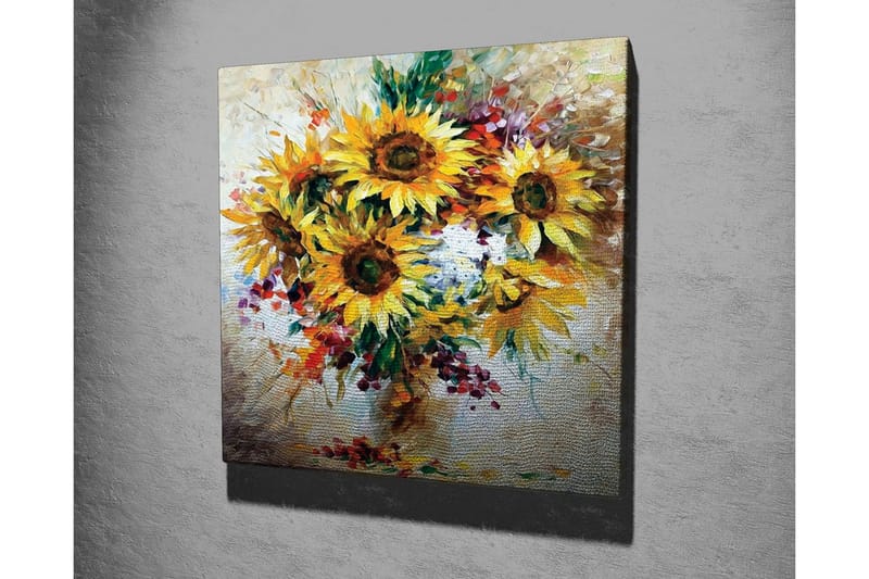 Canvastavla - Solrosor i en färgrik bukett - Gult / Grönt / Brunt - Inredning & dekor - Tavlor & konst - Canvastavla