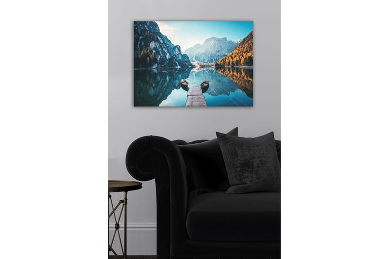 Canvastavla - Spegelblanka sjö med fjäll och höstfärgade träd - Blå / Orange / Grön - Inredning & dekor - Tavlor & konst - Canvastavla