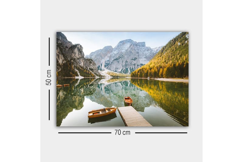 Canvastavla - Spegelblanka sjö med fjäll och höstfärgade träd - Grön / Orange / Blå - Inredning & dekor - Tavlor & konst - Canvastavla