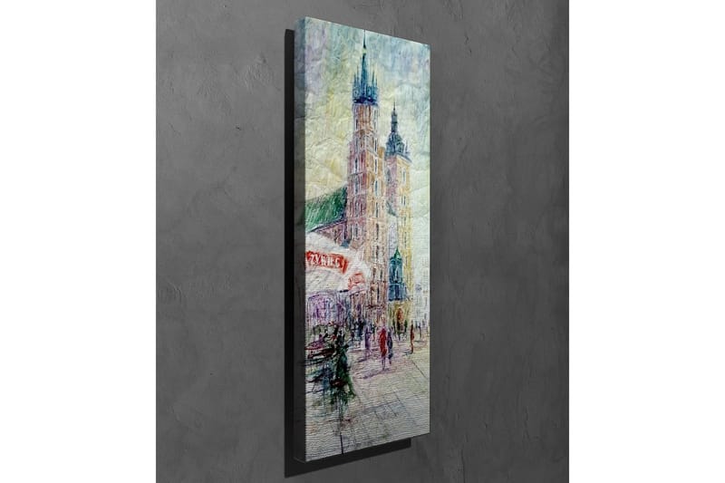 Canvastavla - Stadsscen med historiska byggnader och människor i rörelse - Ljusblå / Beige / Grön - Inredning & dekor - Tavlor & konst - Canvastavla