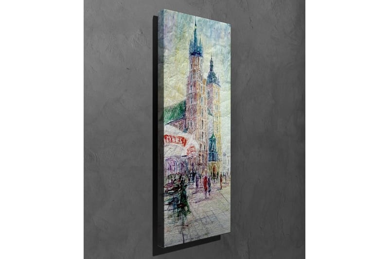 Canvastavla - Stadsscen med historiska byggnader och människor i rörelse - Ljusblå / Beige / Grön - Inredning & dekor - Tavlor & konst - Canvastavla