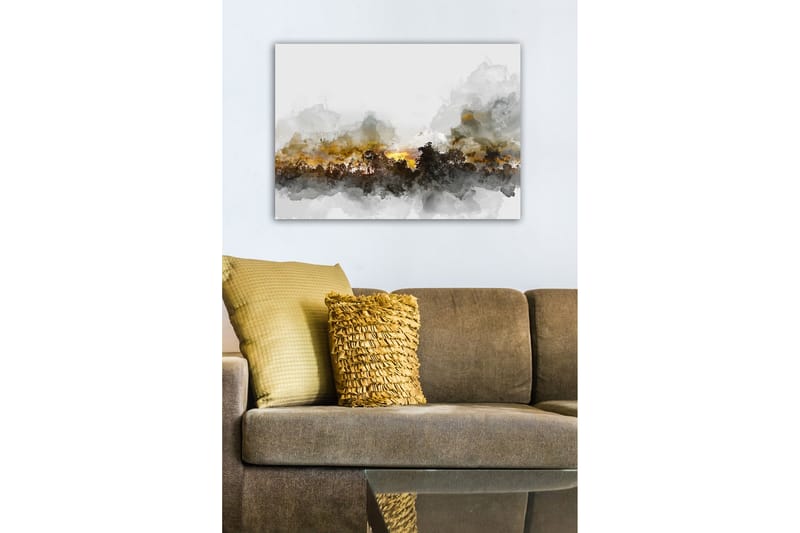 Canvastavla - Stämningsfull landskapsvy med silhuetter av träd mot en dramatisk himmel - Grå / Brun / Svart - Inredning & dekor - Tavlor & konst - Canvastavla