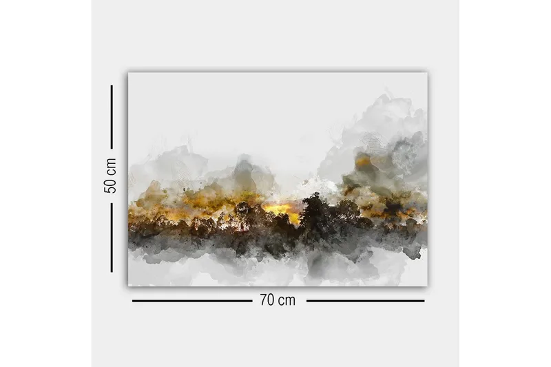 Canvastavla - Stämningsfull landskapsvy med silhuetter av träd mot en dramatisk himmel - Grå / Brun / Svart - Inredning & dekor - Tavlor & konst - Canvastavla
