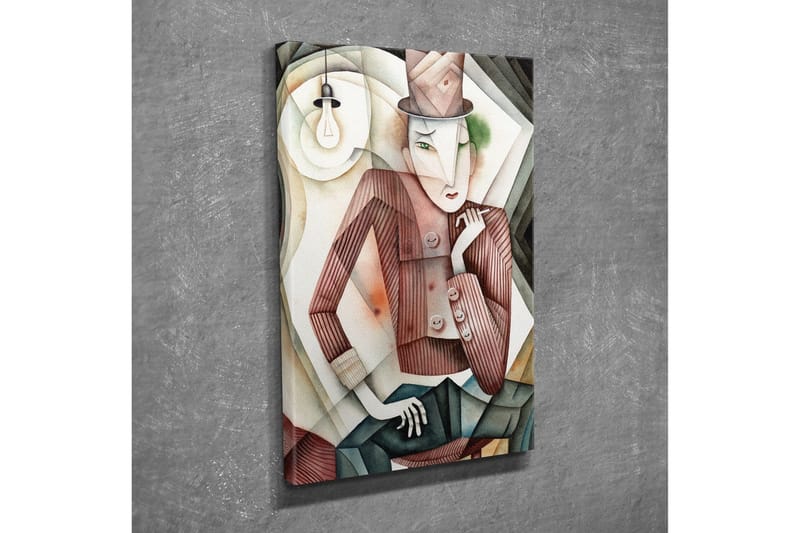 Canvastavla - Stiliserad man i hatt med en mystisk blick - Brun / Grön / Beige - Inredning & dekor - Tavlor & konst - Canvastavla