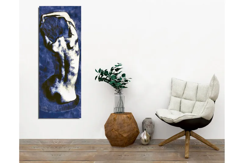 Canvastavla - Stiliserad rygg av en naken människa i en elegant pose - Mörkblå / Vit - Inredning & dekor - Tavlor & konst - Canvastavla