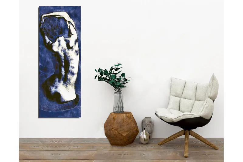 Canvastavla - Stiliserad rygg av en naken människa i en elegant pose - Mörkblå / Vit - Inredning & dekor - Tavlor & konst - Canvastavla