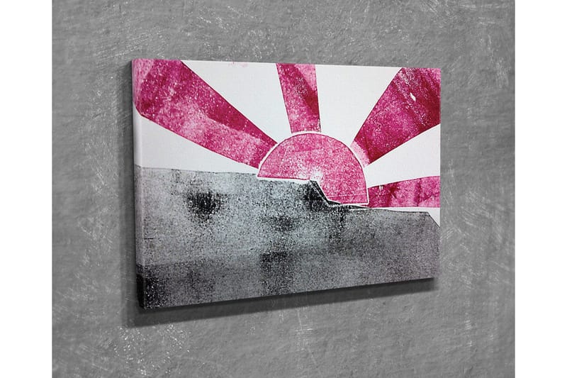 Canvastavla - Stiliserad soluppgång med strålar i rosa och grått - Rosa / Grå - Inredning & dekor - Tavlor & konst - Canvastavla