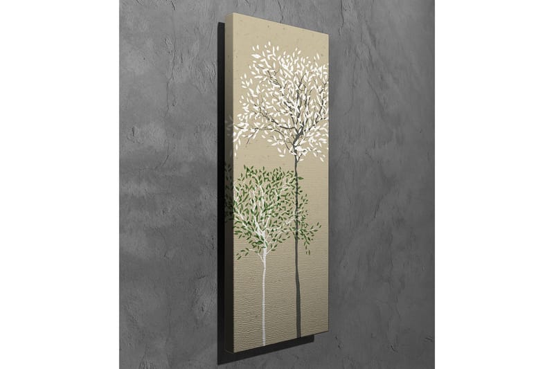 Canvastavla - Stiliserade träd med vita och gröna löv på en neutral bakgrund - Grön / Vit / Beige - Inredning & dekor - Tavlor & konst - Canvastavla