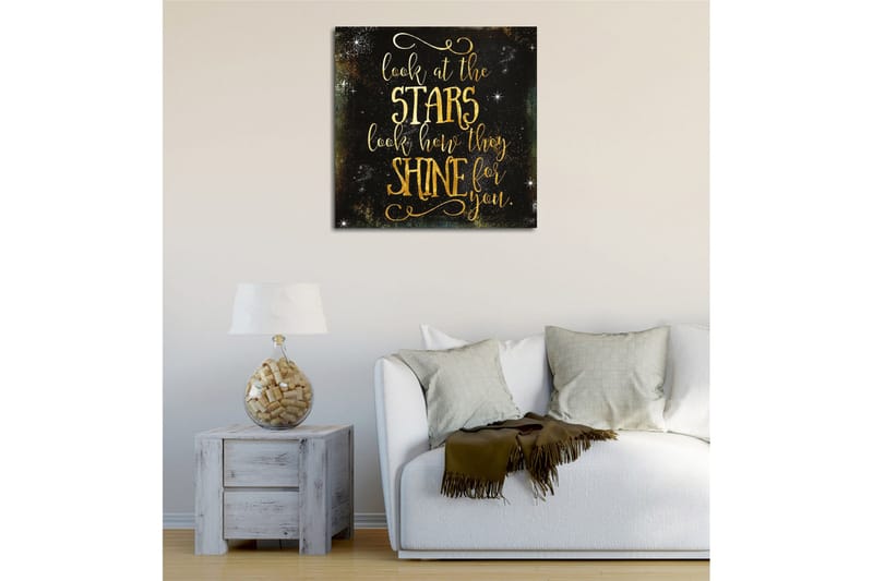 Canvastavla - Stjärnklädd natthimmel med inspirerande text - Guld / Svart - Inredning & dekor - Tavlor & konst - Canvastavla