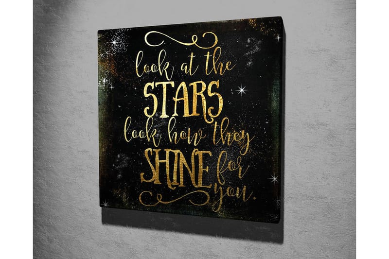 Canvastavla - Stjärnklädd natthimmel med inspirerande text - Guld / Svart - Inredning & dekor - Tavlor & konst - Canvastavla
