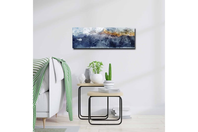 Canvastavla - Storslagen berglandskap med snöklädda toppar - Mörkblå / Grå / Guld - Inredning & dekor - Tavlor & konst - Canvastavla