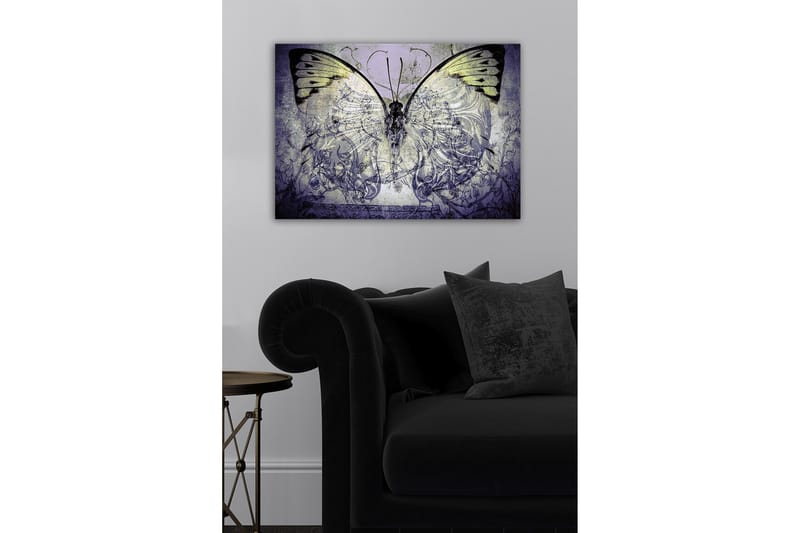 Canvastavla - Storslagen fjäril med intrikata mönster och detaljer - Lila / Svart / Grön - Inredning & dekor - Tavlor & konst - Canvastavla