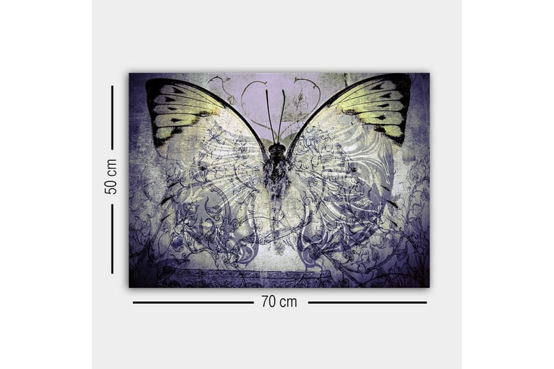 Canvastavla - Storslagen fjäril med intrikata mönster och detaljer - Lila / Svart / Grön - Inredning & dekor - Tavlor & konst - Canvastavla