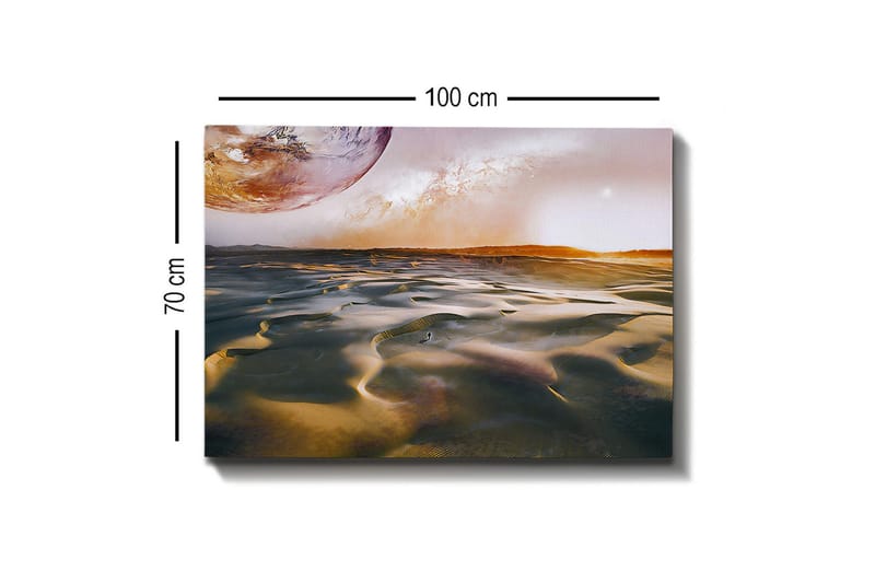 Canvastavla - Storslagen ökenlandskap med en planet i bakgrunden - Guld / Brunt / Orange - Inredning & dekor - Tavlor & konst - Canvastavla