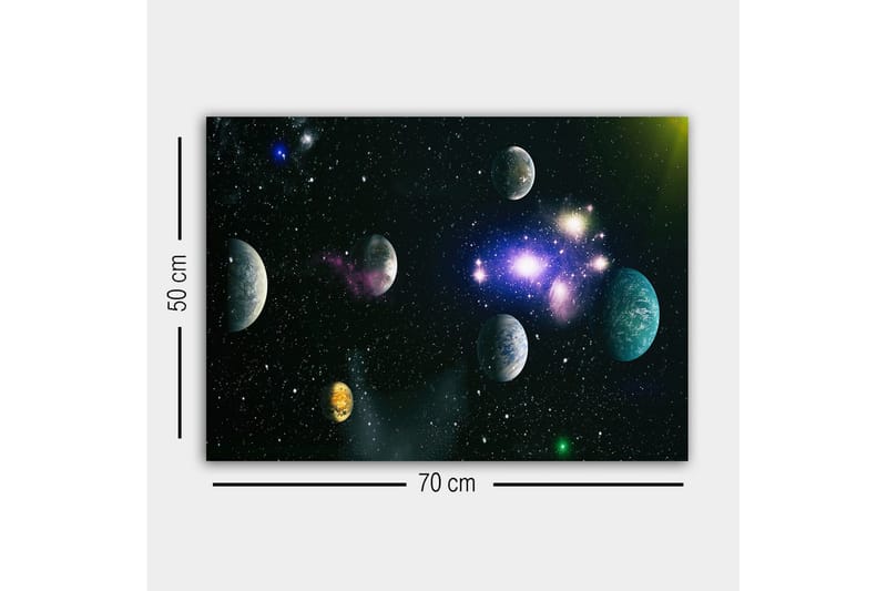 Canvastavla - Storslagen rymdscen med flera planeter och stjärnor - Blå / Grön / Lila - Inredning & dekor - Tavlor & konst - Canvastavla