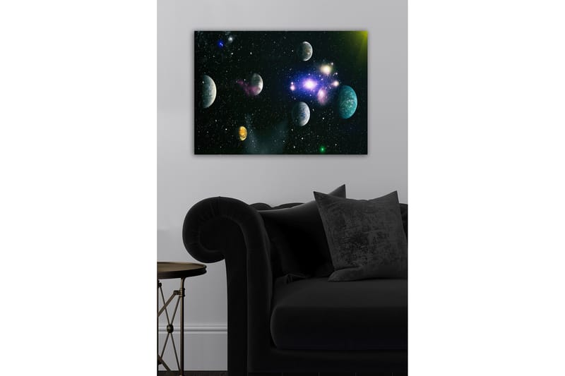Canvastavla - Storslagen rymdscen med flera planeter och stjärnor - Blå / Grön / Lila - Inredning & dekor - Tavlor & konst - Canvastavla