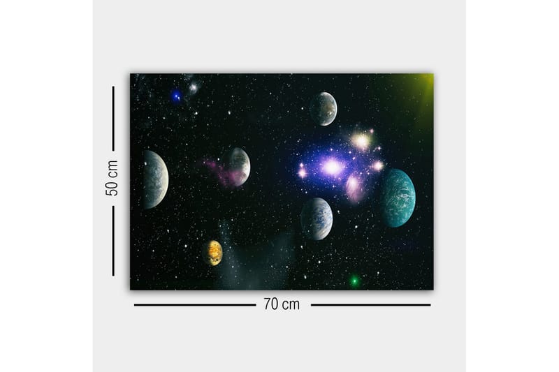 Canvastavla - Storslagen rymdscen med flera planeter och stjärnor - Blå / Grön / Lila - Inredning & dekor - Tavlor & konst - Canvastavla