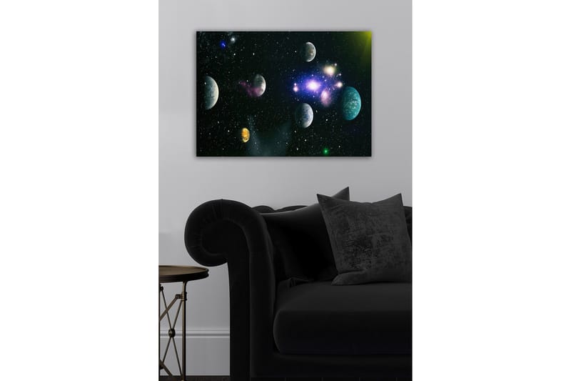 Canvastavla - Storslagen rymdscen med flera planeter och stjärnor - Blå / Gr ön / Lila - Inredning & dekor - Tavlor & konst - Canvastavla