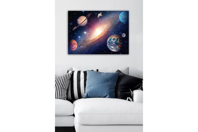 Canvastavla - Storslagen rymdscen med planeter och galaxer - Blå / Lila / Orange - Inredning & dekor - Tavlor & konst - Canvastavla