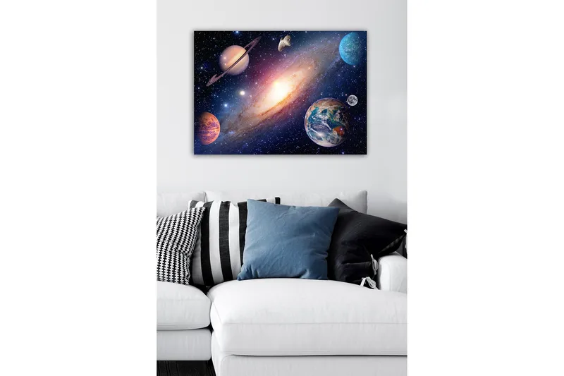 Canvastavla - Storslagen rymdscen med planeter och galaxer - Blå / Lila / Orange - Inredning & dekor - Tavlor & konst - Canvastavla