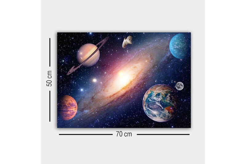 Canvastavla - Storslagen rymdscen med planeter och galaxer - Blå / Lila / Orange - Inredning & dekor - Tavlor & konst - Canvastavla