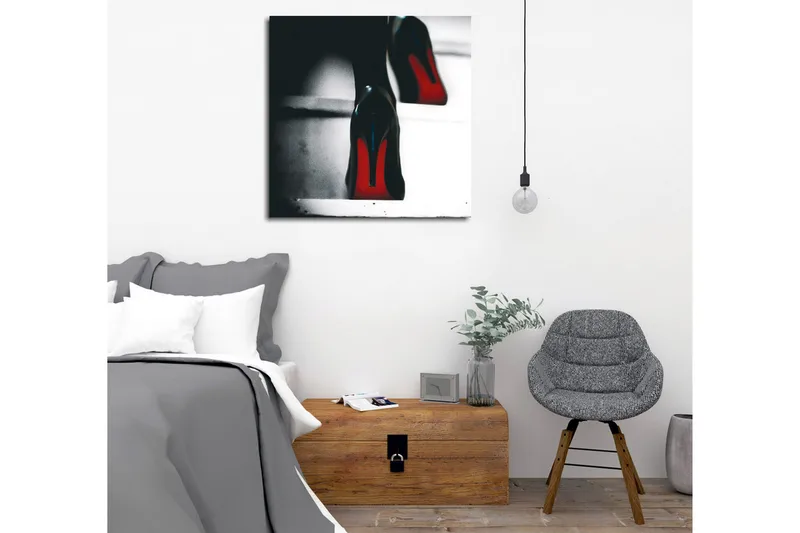 Canvastavla - Svarta högklackade skor med röda detaljer - Svart / Röd - Inredning & dekor - Tavlor & konst - Canvastavla