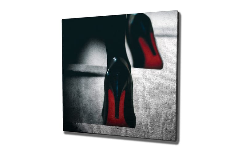Canvastavla - Svarta högklackade skor med röda detaljer, Svart / Röd